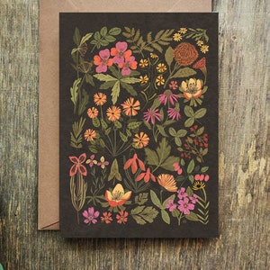 Card wildflowers, handmade card, botanical greeting card,Birthday Card, illustrations cards, Art card, wildflowers greetings card, art card image 4