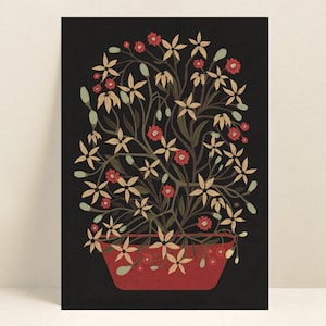Blijf groeien kaart, kunstkaart, handgemaakte kaart, botanische wenskaart, verjaardagskaart, illustratieskaarten, bloemenkaart, botanische kaart