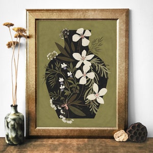 eetbare bloemenprint, cottacore-illustraties, botanisch keukendecor, vintage botanische kunst, rustieke bloemen, vintage bloemenkaartprint