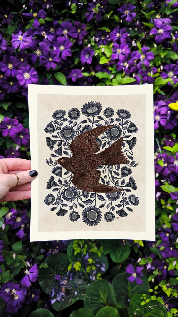 Hope Art Print, Vintage Bird Poster, Botanical Wildlife Decor for Gallery Wall from Illustrator