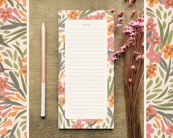 Floral colourful notepad, Recycled notes, to do list, shipping list, desk planner, jungle notes, notes, notepad flower, notepad