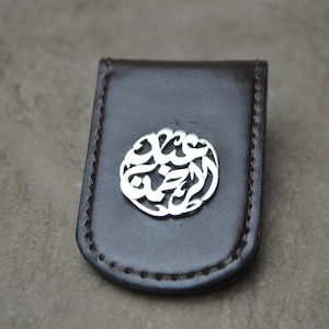 Personalized handmade leather money clip, Best Man Gift, Fathers Day Gift, Men&#39;s Jewelry. Gifts for him