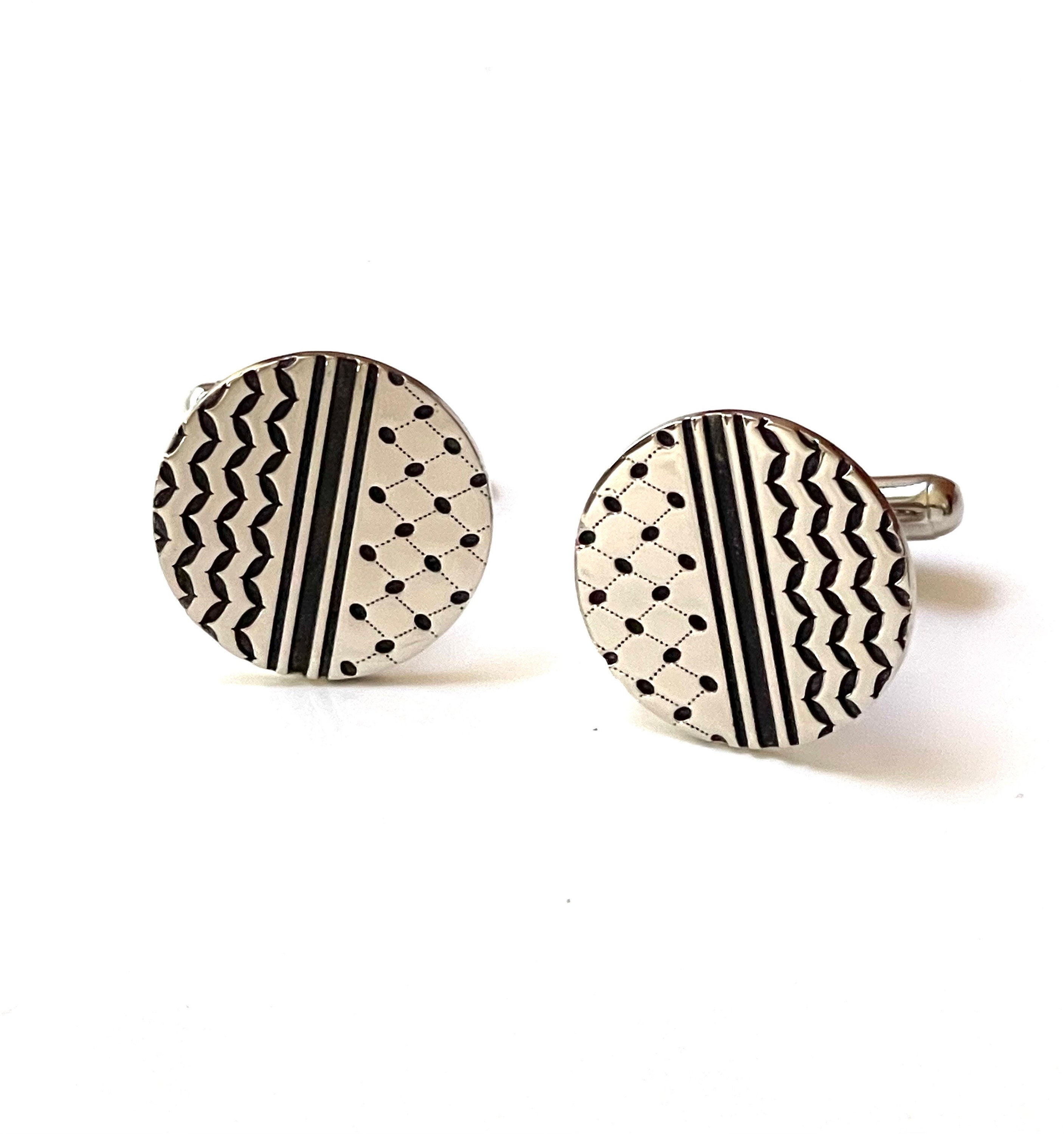 Boutons De Manchette Drapeau Palestine Pour Hommes - Alliage Et Verre, Diamètre 1,6 Cm, Fermoir à Boule | Accessoire Chemise Smoking, Cadeau Mariage, Business, Occasion Spéciale