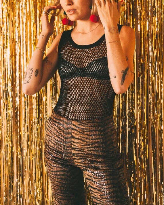 Fishnet Sequin Top