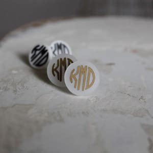 Monogrammed Stud Earrings- Preppy Monogrammed Earrings- Hypo- Allergenic- Personalized Earrings