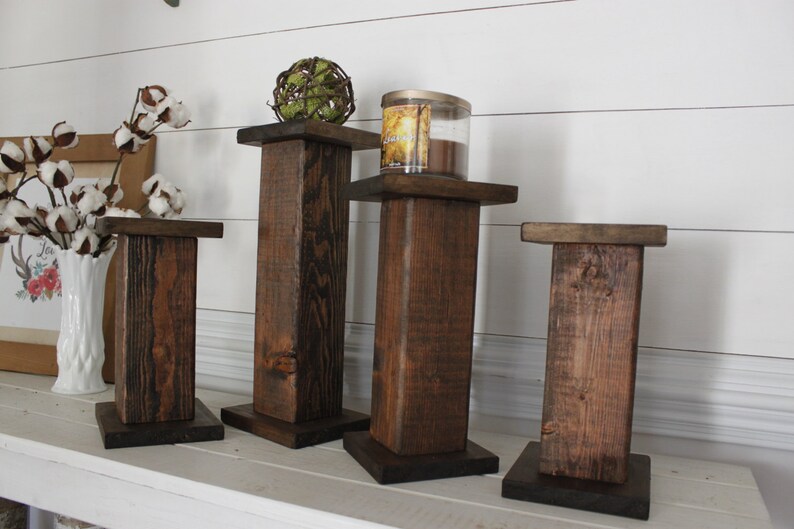 Farmhouse candle holder wood decor candle holder stained Etsy