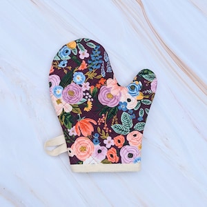 Garden Party Burgundy Rifle Paper Co Floral Oven Mitt