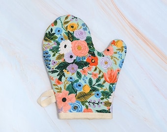 Garden Party Mint Rifle Paper Co Floral Oven Mitt