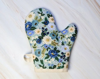 Vintage Blossom Mint Rifle Paper Co Fabric Floral Oven Mitt