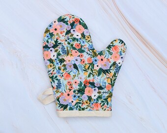 Petite Print Garden Party Mint Rifle Paper Co Floral Oven Mitt