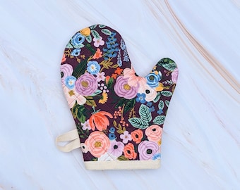 Garden Party Burgundy Rifle Paper Co Floral Oven Mitt
