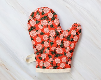 Dianthus Red Rifle Paper Co Fabric Floral Oven Mitt