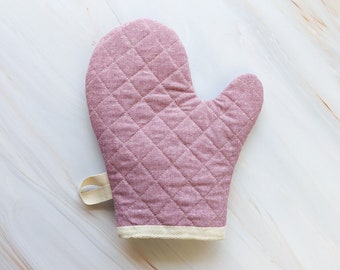 Mauve Linen Modern Oven Mitt