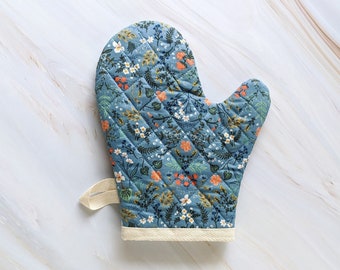Wildwood Blue Rifle Paper Co Fabric Floral Oven Mitt