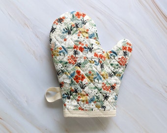 Meadow Flax Rifle Paper Co Fabric Floral Oven Mitt