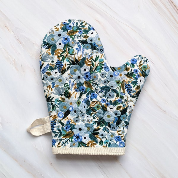 Petite Print Garden Party Blue Rifle Paper Co Floral Oven Mitt