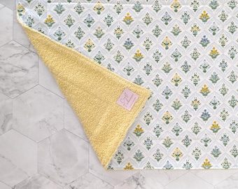 Dahlia Estee Garden Blue Rifle Paper Co Dish Drying Mat