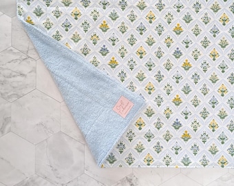 Dahlia Estee Garden Blue Rifle Paper Co Dish Drying Mat