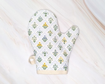 Dahlia Estee Garden Blue Rifle Paper Co Fabric Floral Oven Mitt
