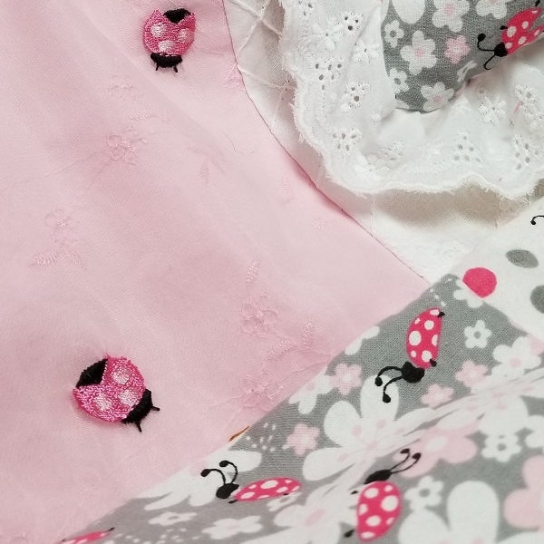 Custom Vintage Chenille Ladybug Baby Girl Bedding Set