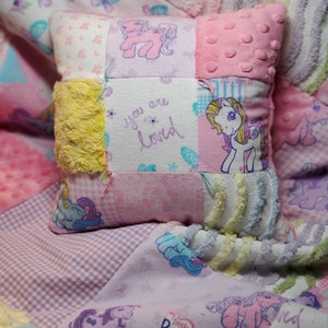 Vintage My little Pony Rainbow Chenille You are Loved Baby Girl Toddler Bedding Country Princess Farm Girl Crib Quilt Gift Set image 2
