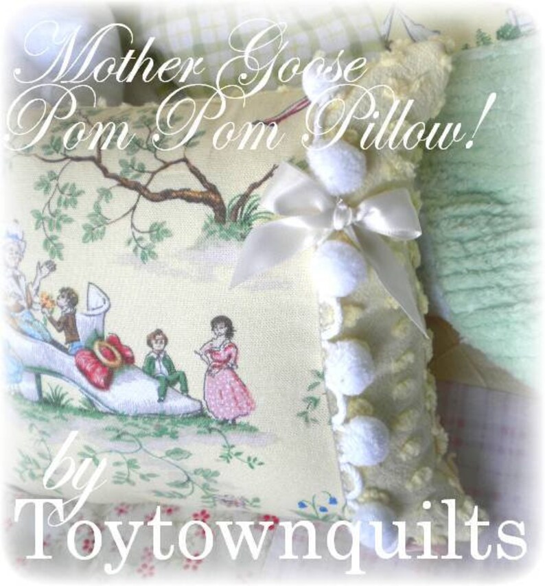 Vintage Mother Goose Chenille Nursery Rhyme Tolie Bo Peep Baby Quilt