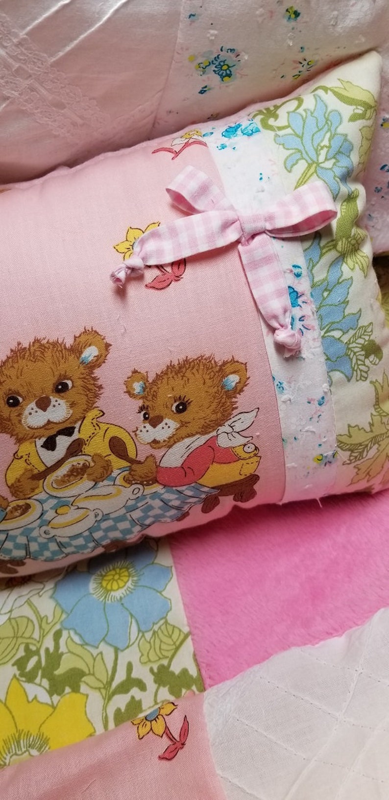 Vintage Three Bears Chenille Baby Girl Bedding Crib Quilt Gift Etsy