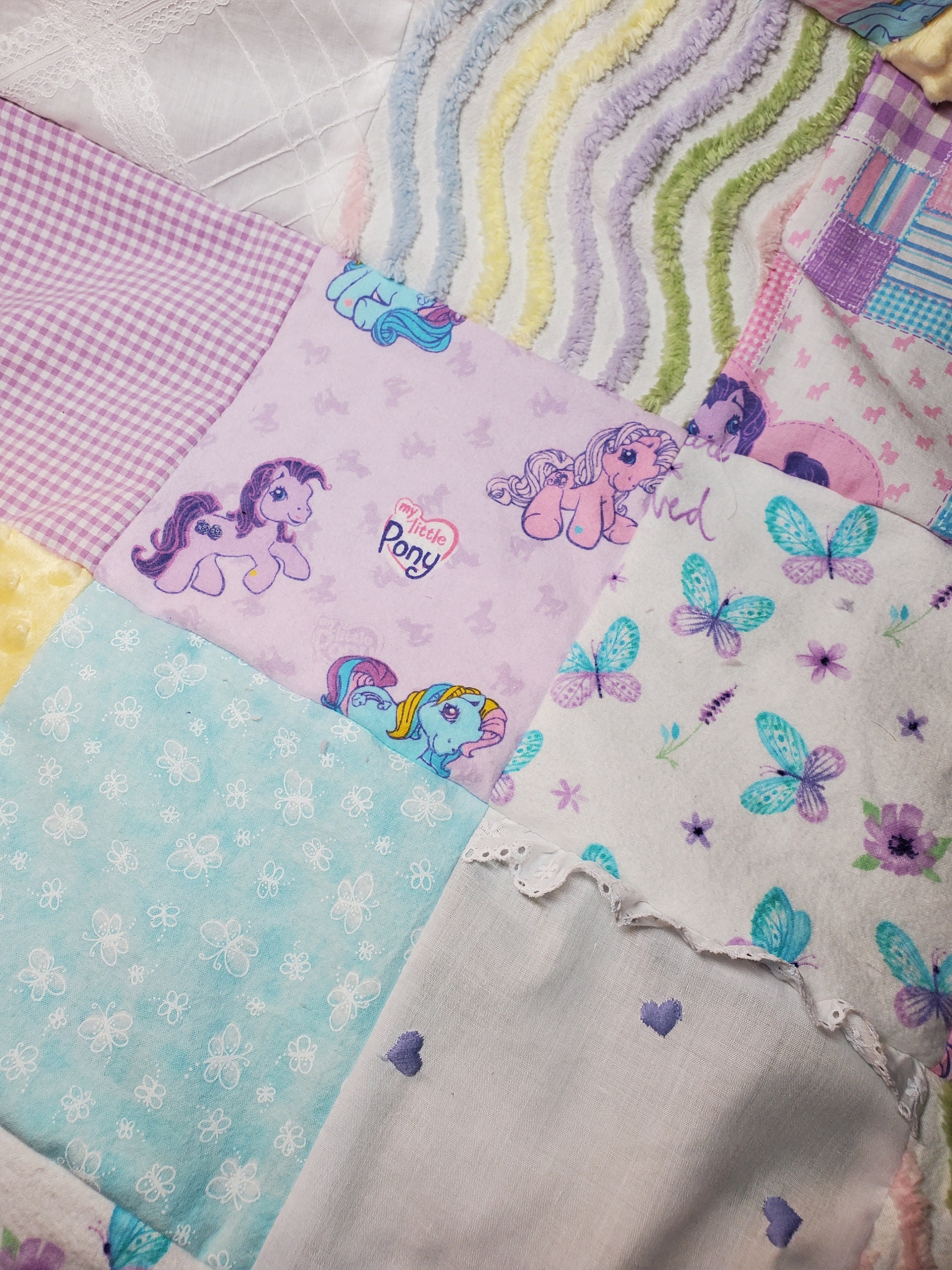 Vintage My Little Pony Rainbow Chenille you Are Loved Baby Girl