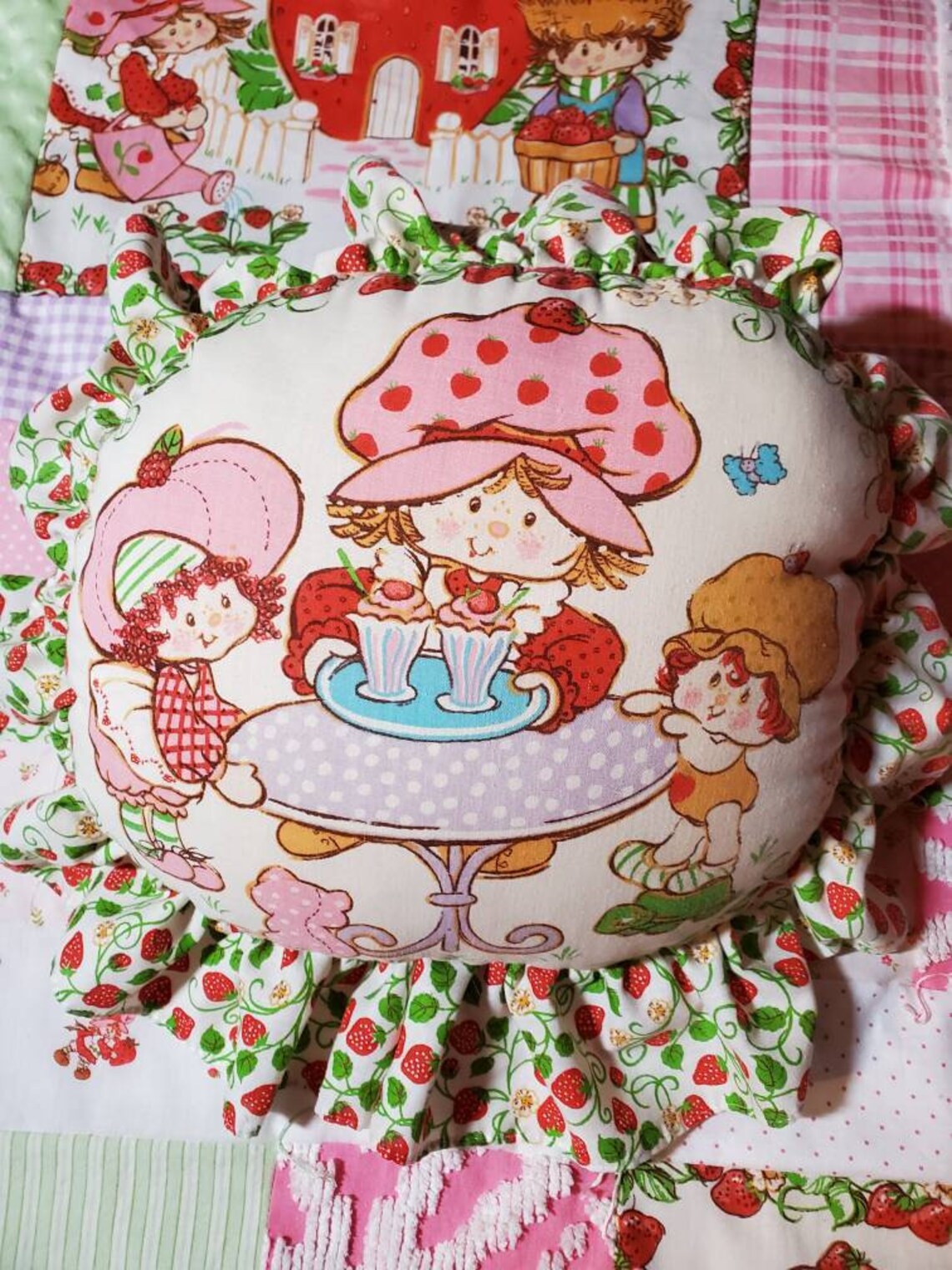 Vintage Strawberry Shortcake chenille Baby Girl Crib Quilt Etsy