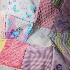 Vintage My little Pony Rainbow Chenille You are Loved Baby Girl Toddler Bedding Country Princess Farm Girl Crib Quilt Gift Set image 3