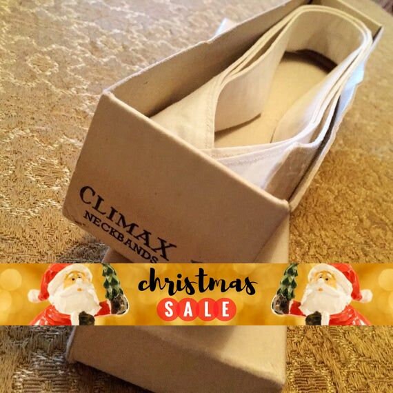 Image of Antique 1920S Edwardian Climax Neckband - 3 in Original Shop Haberdashers Box Replacement Neckbands For Tunic Shirt