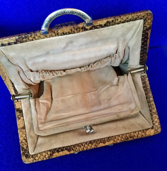 1930s Vintage Snakeskin Clutch Bag . - image 8