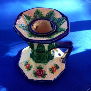 Romantic ‘Candlelight’ Maruhon Ware of Japan Chamber Stick or Candle holder, Circa 1930s