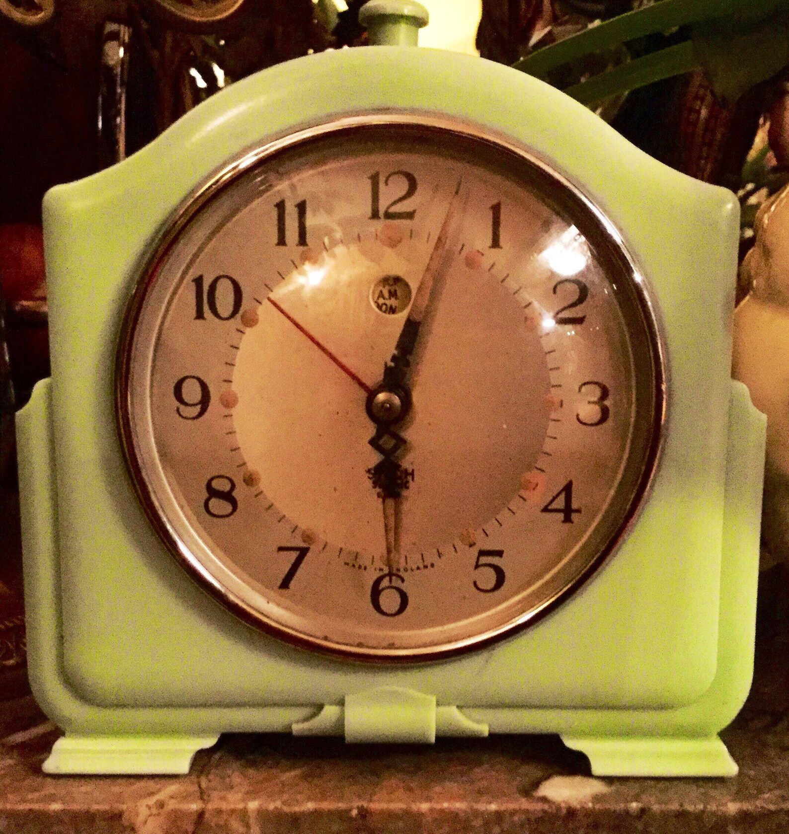 1930's Vintage Art Deco Alarm Clock in Rare Mint Green Etsy