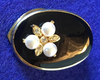 Spilla in oro 18 Kt smalto e perle, epoca 1950 | Gioielleria Faelutti
