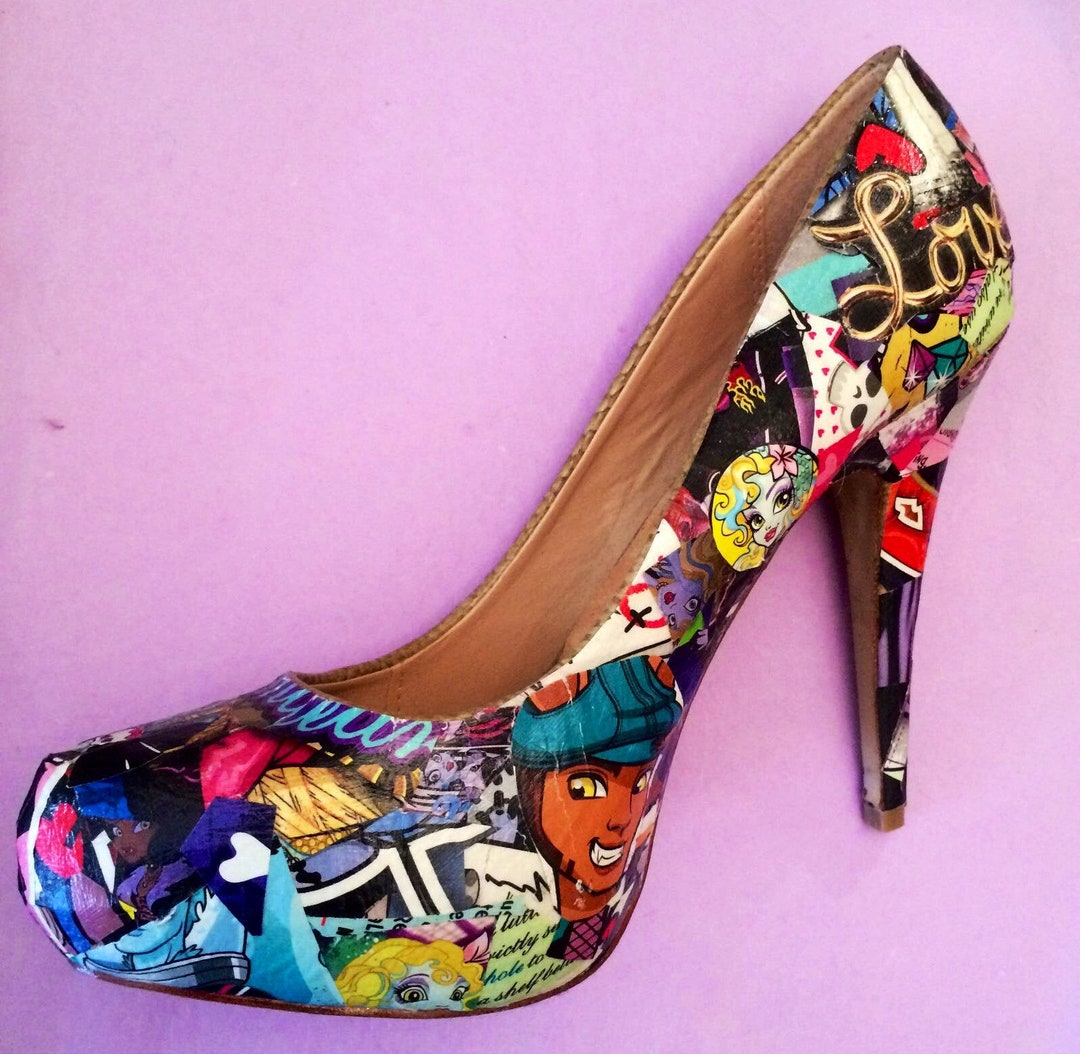 Monster High Heels Collage and Decoupage Customised Stiletto Shoes ...