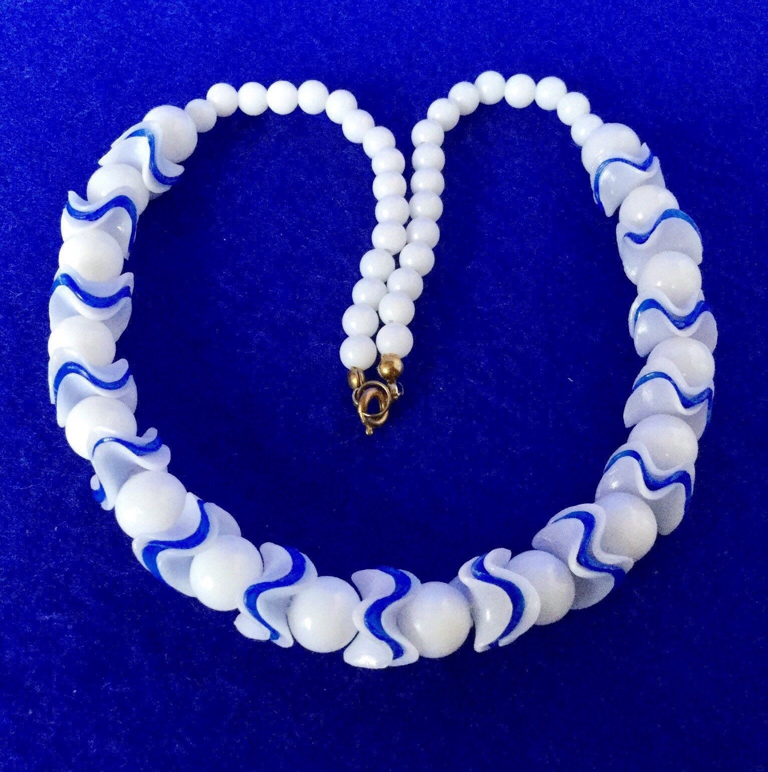 1960s Plastic Necklace Fab Vintage Space Age Deco Blue & Etsy UK