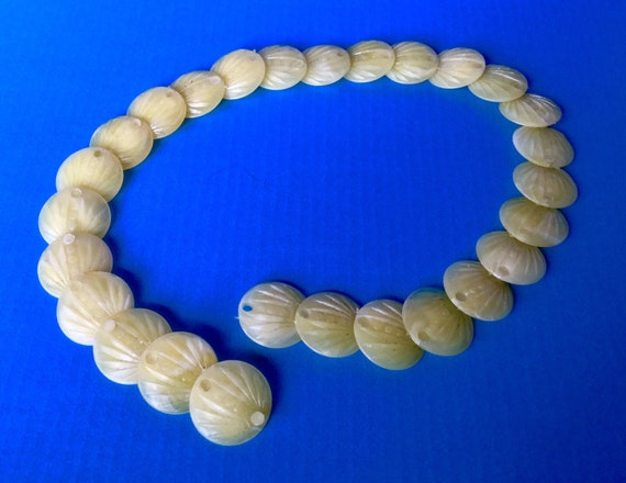 Vintage Pale yellow , flat , Poppit Beads - image 1