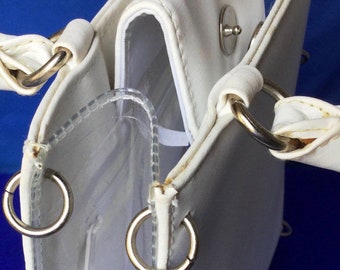 White ‘Swinging Sixties’ Paco Rabanne Cylindres Collection Plastic, Steel and Leather Handbag