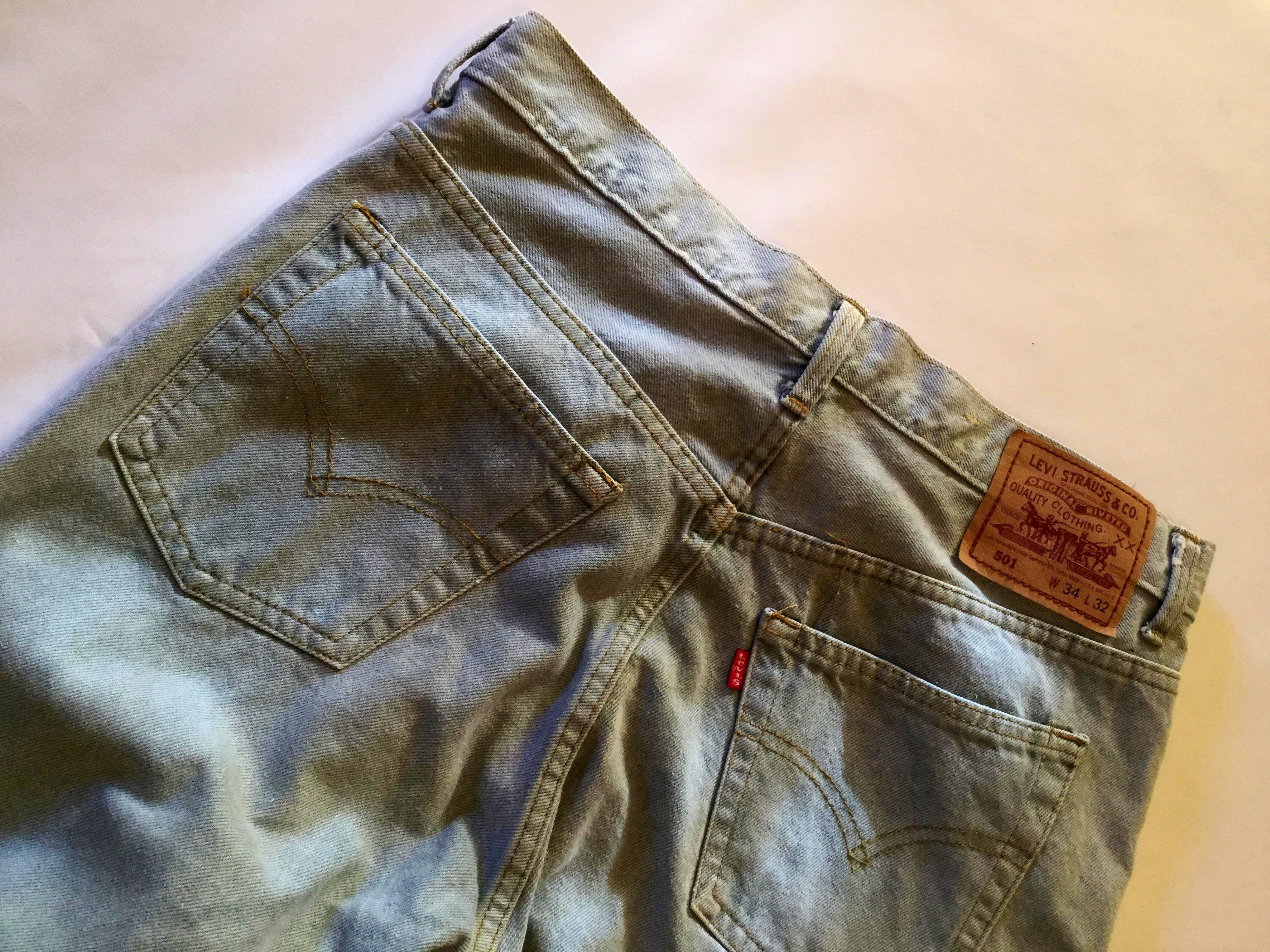 Vintage Levis 501 XX Faded Blue Distressed Little E USA 34 - Etsy