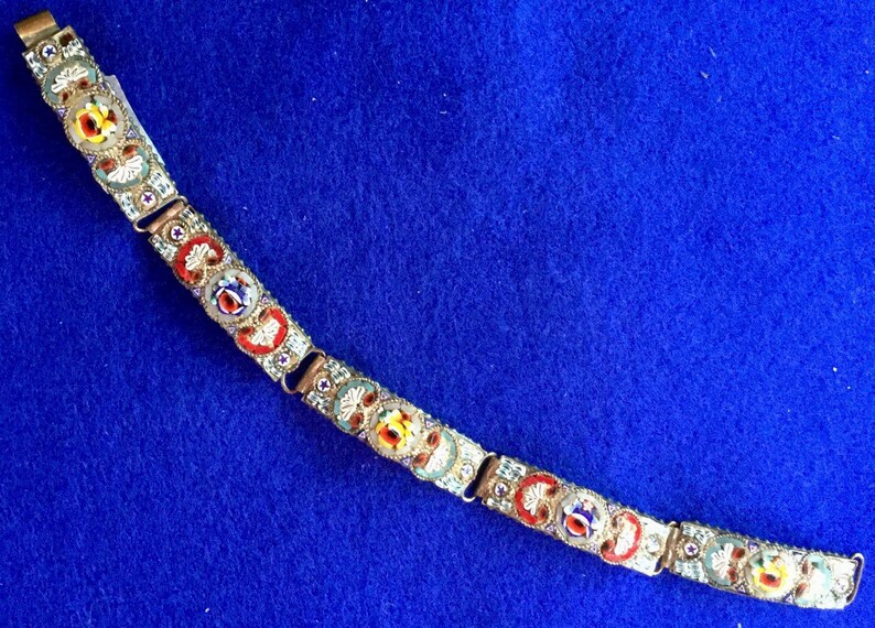 Victorian Venetian Micro Mosaic Five Part Linked Bracelet image 3