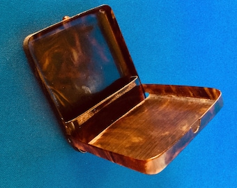 Antique Victorian Faux Tortoiseshell Cigarette Case - Celluloid Standing Case