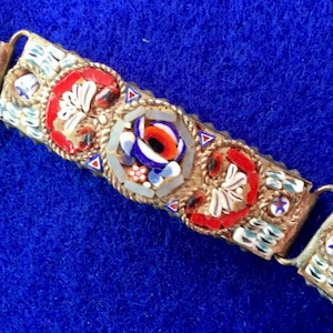 Victorian Venetian Micro Mosaic Five Part Linked Bracelet image 1