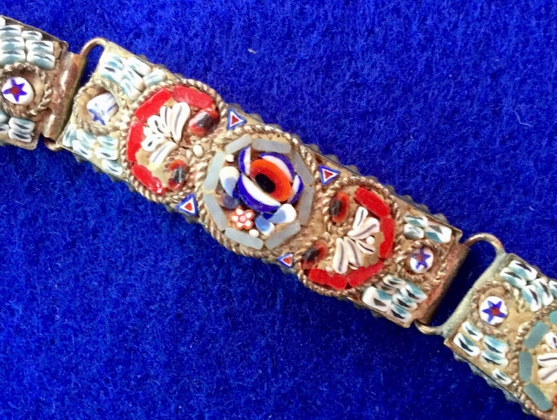 Victorian Venetian Micro Mosaic Five Part Linked Bracelet image 1