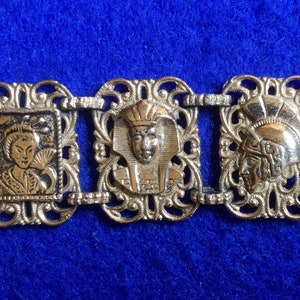 6 Link  Silver tone Portrait Bracelet