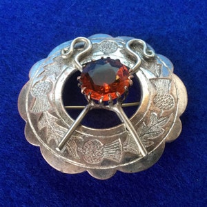 Scottish Celtic Silver tone Metal Brooch