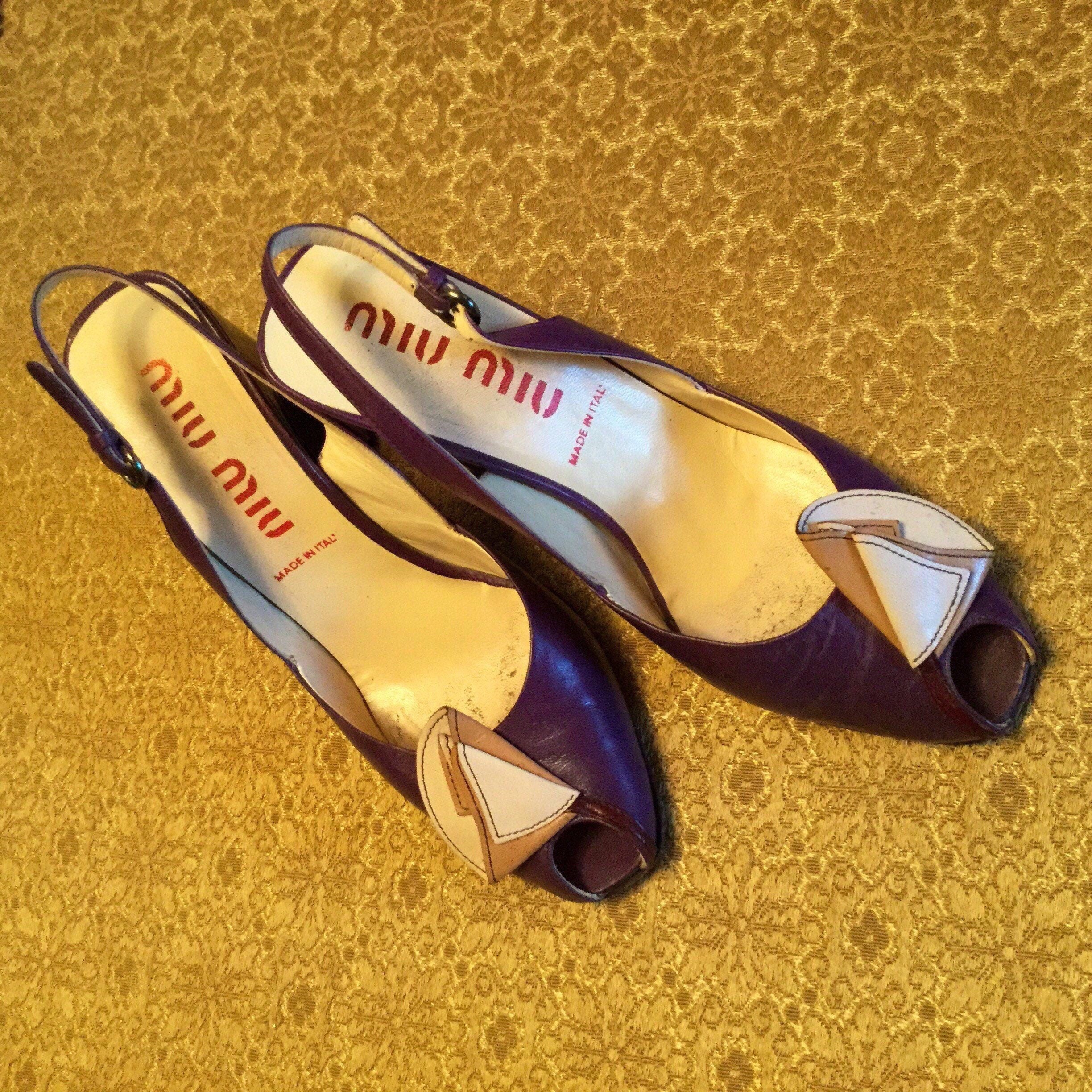 Vintage 90er Miu Miu Lila Leder Schuhe mit Peep Toes Gr. 39 - Etsy.de