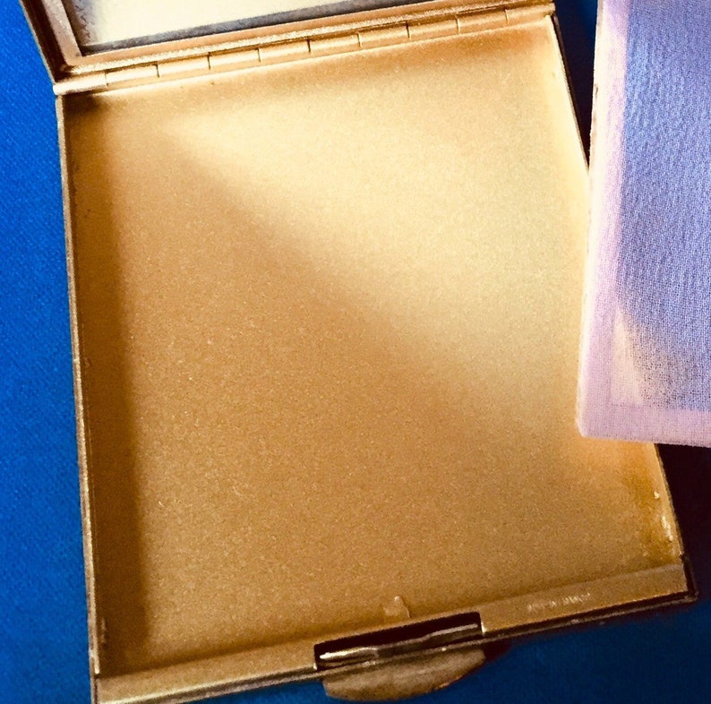 Ornate Rectangular 1920s French Powder Compact With Gauze and Faceted ...