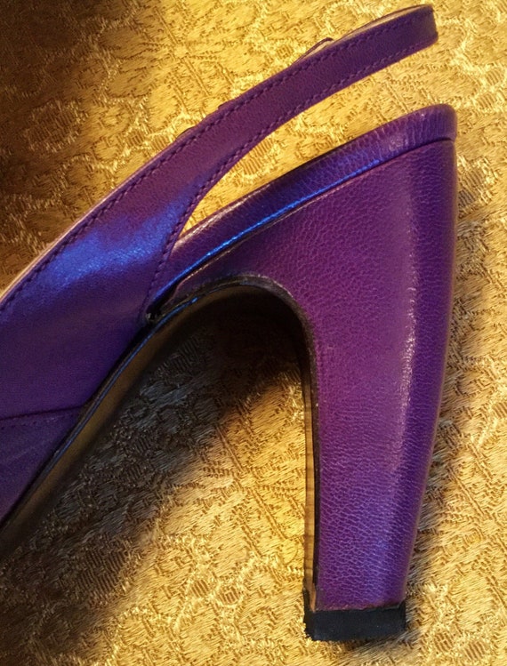 Vintage 90s Miu Miu Purple Leather Shoes with Pee… - image 3