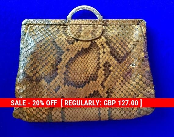 1930s Vintage Snakeskin Clutch Bag .